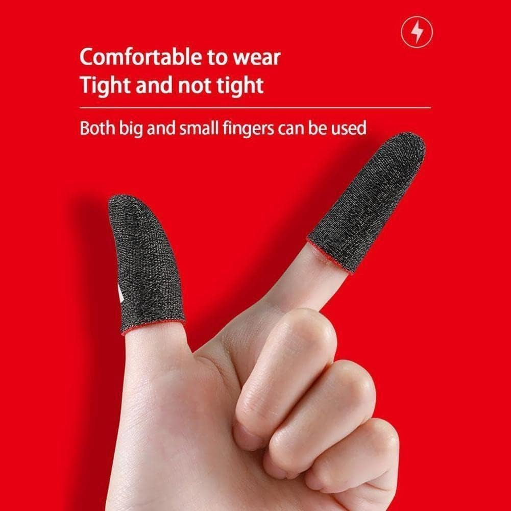 2-Pack Black Breathable Gaming Finger Sleeves for PUBG Mobile - Sweatproof Fingertip Covers for Enhanced Performance in Mobile Gaming Accessories