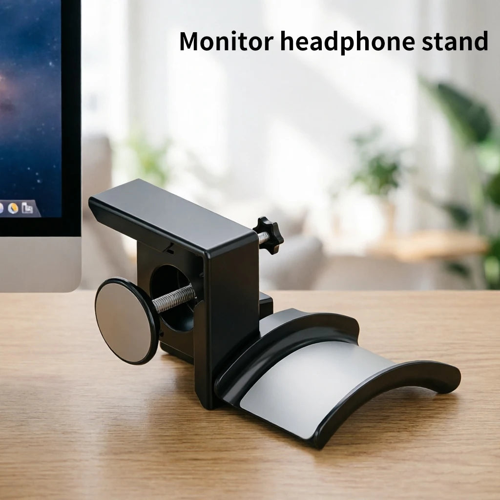 Adjustable Clamp-On Headphone Stand for Space-Saving Headset and Earphone Storage in Gaming and Office Environments