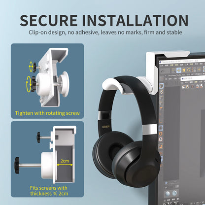 Adjustable Clamp-On Headphone Stand for Space-Saving Headset and Earphone Storage in Gaming and Office Environments