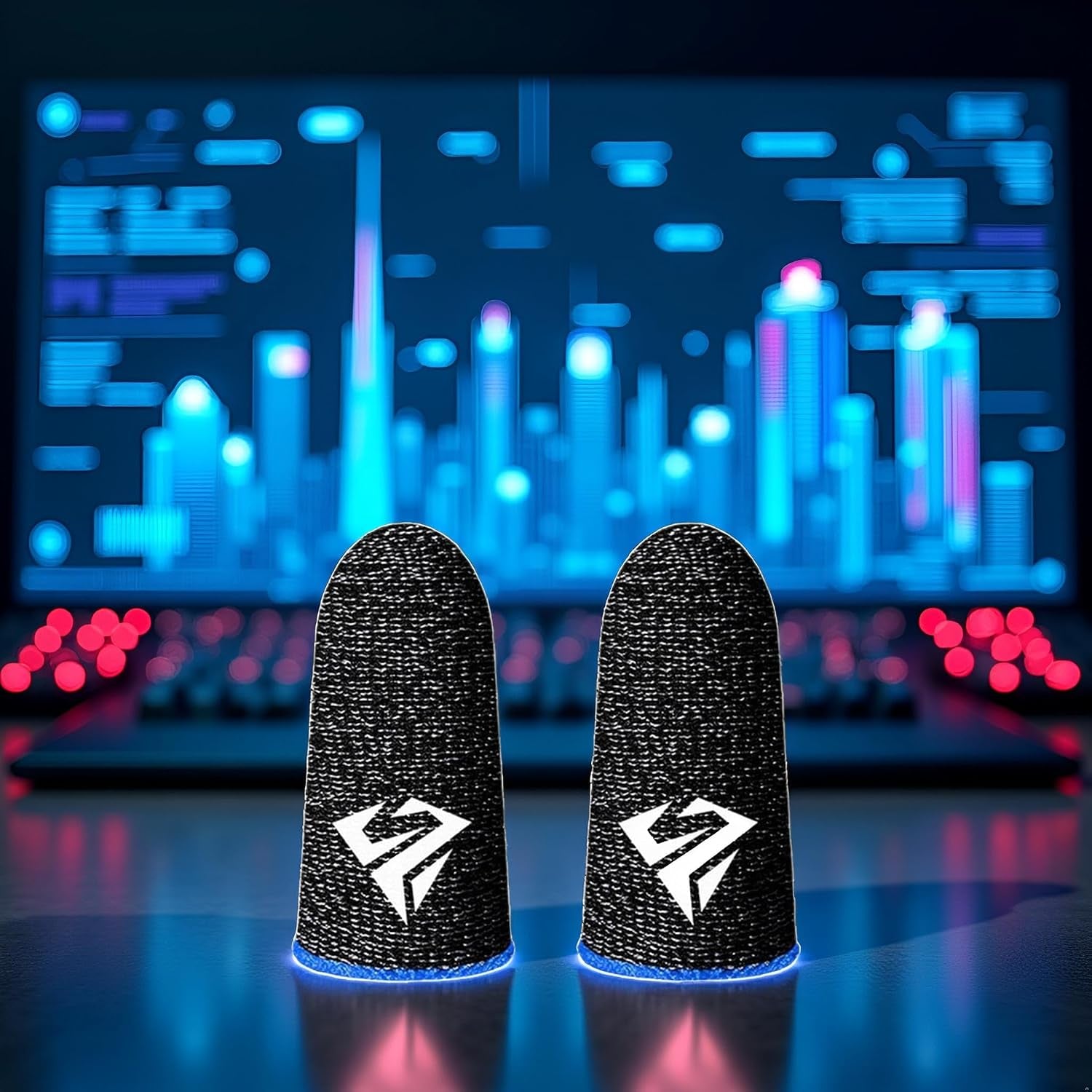 2-Pack Black Breathable Gaming Finger Sleeves for PUBG Mobile - Sweatproof Fingertip Covers for Enhanced Performance in Mobile Gaming Accessories