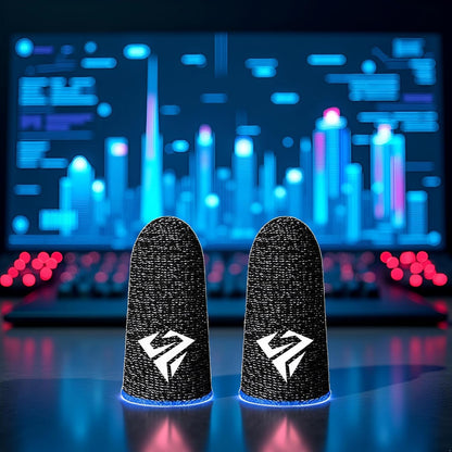 2-Pack Black Breathable Gaming Finger Sleeves for PUBG Mobile - Sweatproof Fingertip Covers for Enhanced Performance in Mobile Gaming Accessories