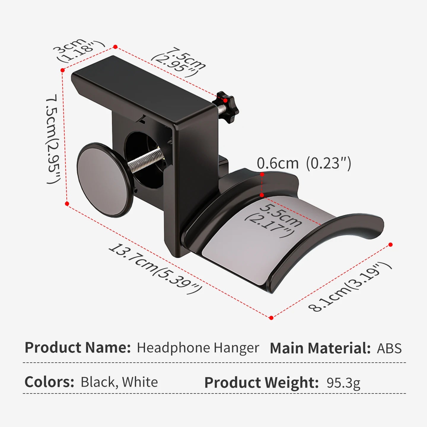 Adjustable Clamp-On Headphone Stand for Space-Saving Headset and Earphone Storage in Gaming and Office Environments