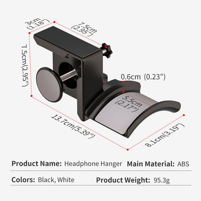 Adjustable Clamp-On Headphone Stand for Space-Saving Headset and Earphone Storage in Gaming and Office Environments