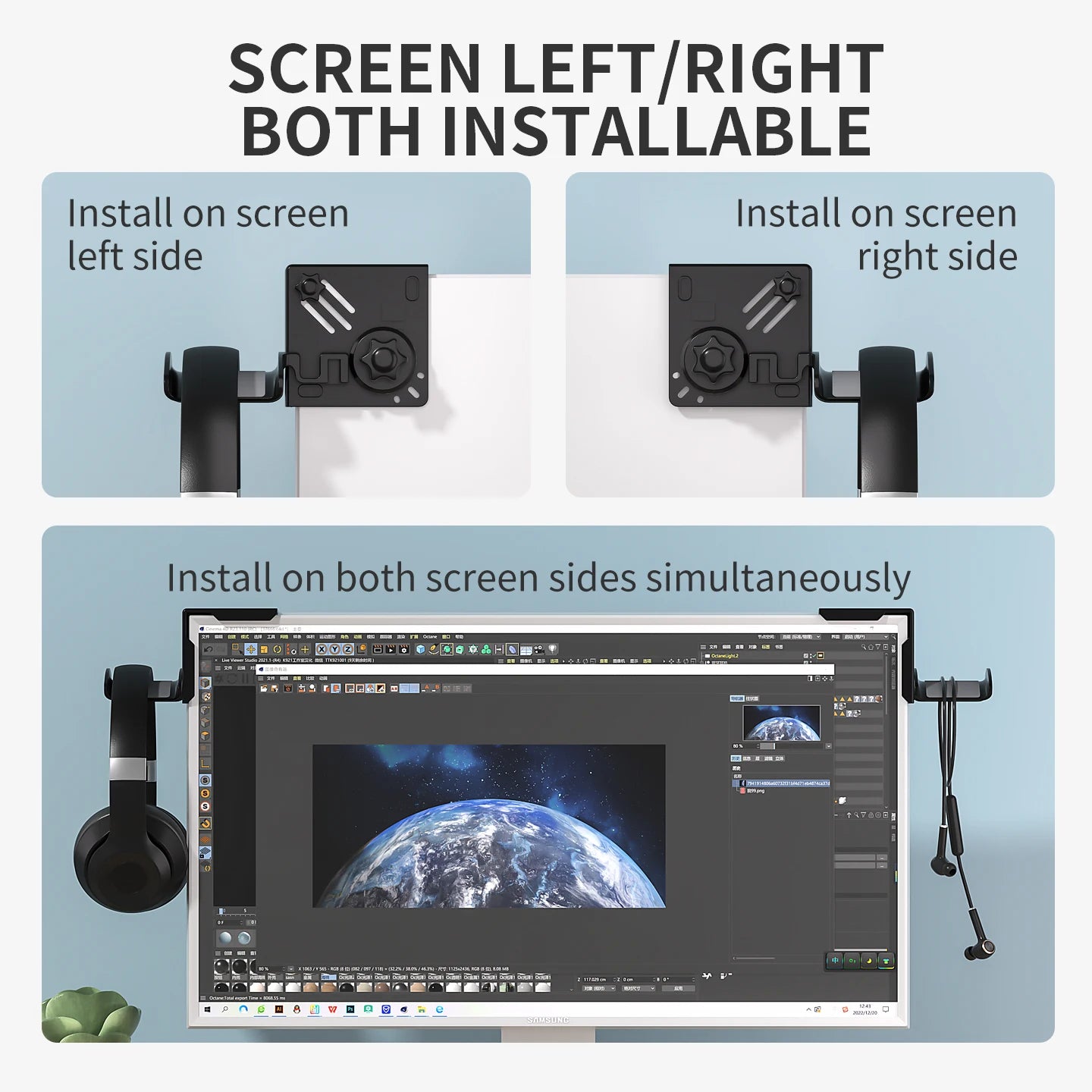 Adjustable Clamp-On Headphone Stand for Space-Saving Headset and Earphone Storage in Gaming and Office Environments